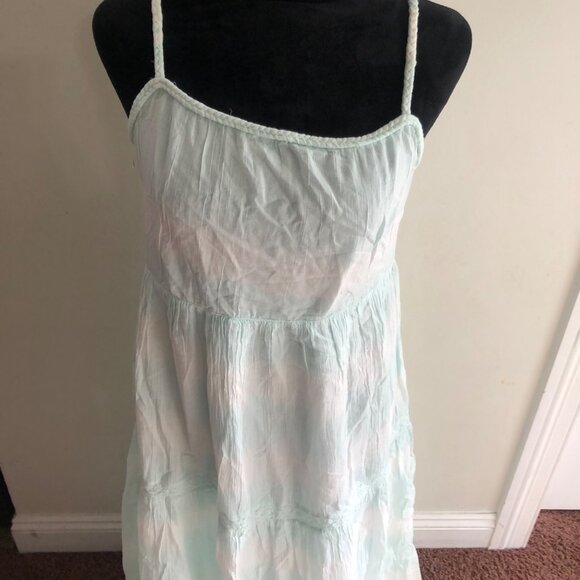 Aerie Light Blue Sleeveless Maxi Dress Adjustable Straps & Tiered Skirt Large - Picture 5 of 13